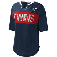 Minnesota Twins Touch Women's Lead Off Notch Neck T-Shirt - Navy/Red