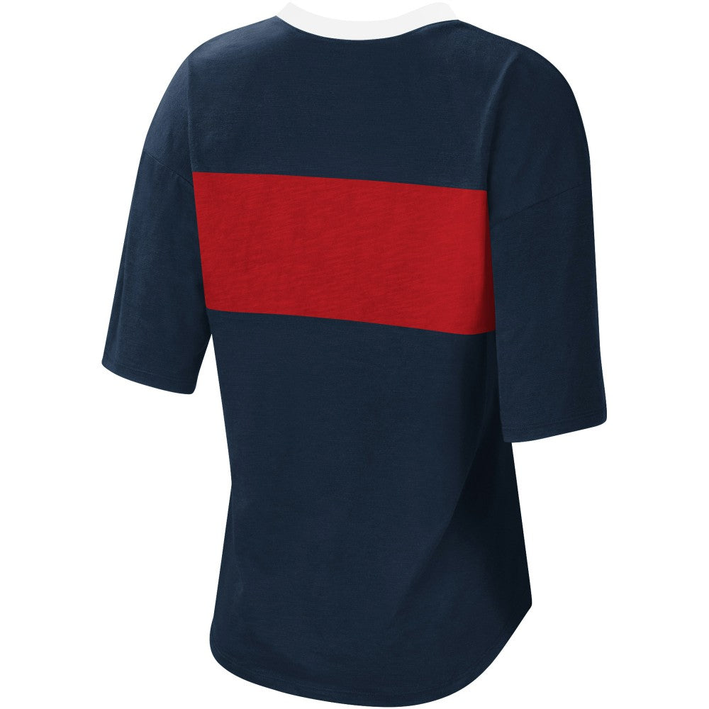 Minnesota Twins Touch Women's Lead Off Notch Neck T-Shirt - Navy/Red