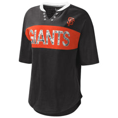 San Francisco Giants Touch Women's Lead Off Notch Neck T-Shirt - Black/Orange