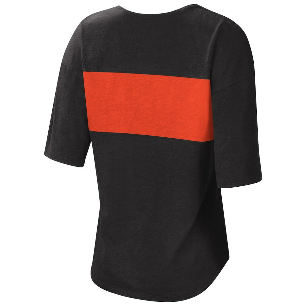 San Francisco Giants Touch Women's Lead Off Notch Neck T-Shirt - Black/Orange