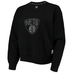 Brooklyn Nets DKNY Sport Women's Carrie Rhinestone Pullover Sweatshirt - Black outlet