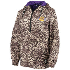 Los Angeles Lakers DKNY Sport Women's Gabriella Windbreaker Half-Zip Hoodie - Leopard sale