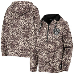 Brooklyn Nets DKNY Sport Women's Gabriella Windbreaker Half-Zip Hoodie - Leopard discount