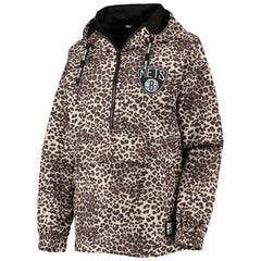 Brooklyn Nets DKNY Sport Women's Gabriella Windbreaker Half-Zip Hoodie - Leopard discount