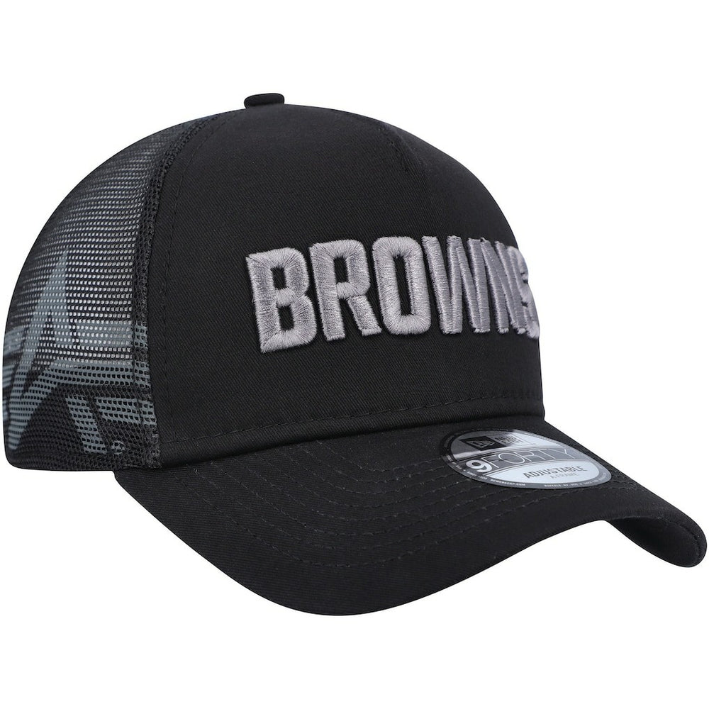Cleveland Browns New Era x Alpha Industries A-Frame 9FORTY Trucker Snapback Hat - Black cheap