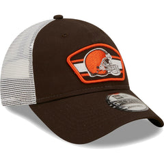 Cleveland Browns New Era Logo Patch Trucker 9FORTY Snapback Hat - Brown/White outlet