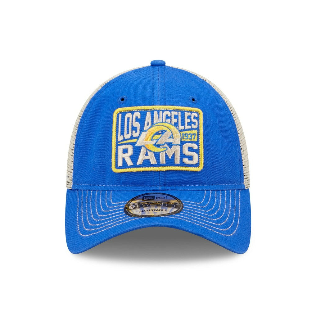 Los Angeles Rams New Era Devoted Trucker 9TWENTY Snapback Hat - Royal/Natural outlet