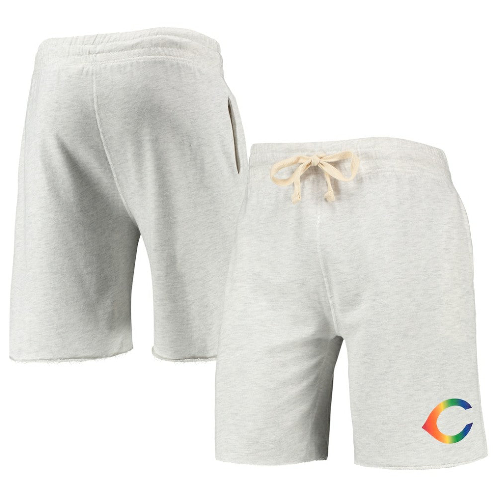Cincinnati Reds Concepts Sport Mainstream Logo Terry Tri-Blend Shorts - Oatmeal