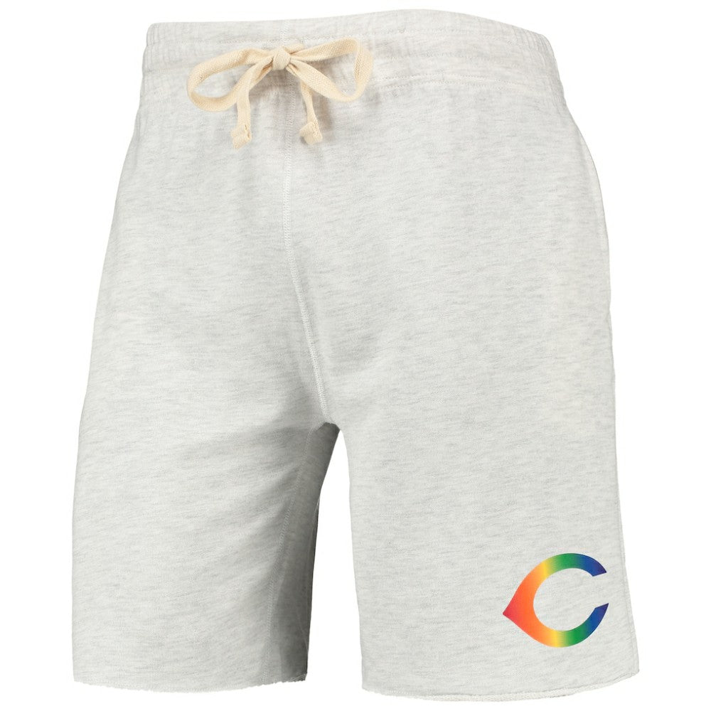 Cincinnati Reds Concepts Sport Mainstream Logo Terry Tri-Blend Shorts - Oatmeal