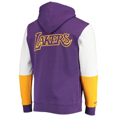 Los Angeles Lakers Hardwood Classics Fusion 2.0 Colorblock Pullover Hoodie - Purple | Mitchell & Ness for sale