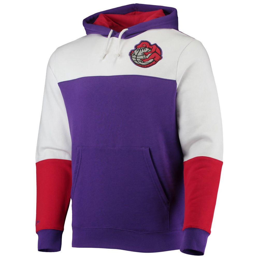 Toronto Raptors Hardwood Classics Fusion 2.0 Colorblock Pullover Hoodie - Purple | Mitchell & Ness for sale