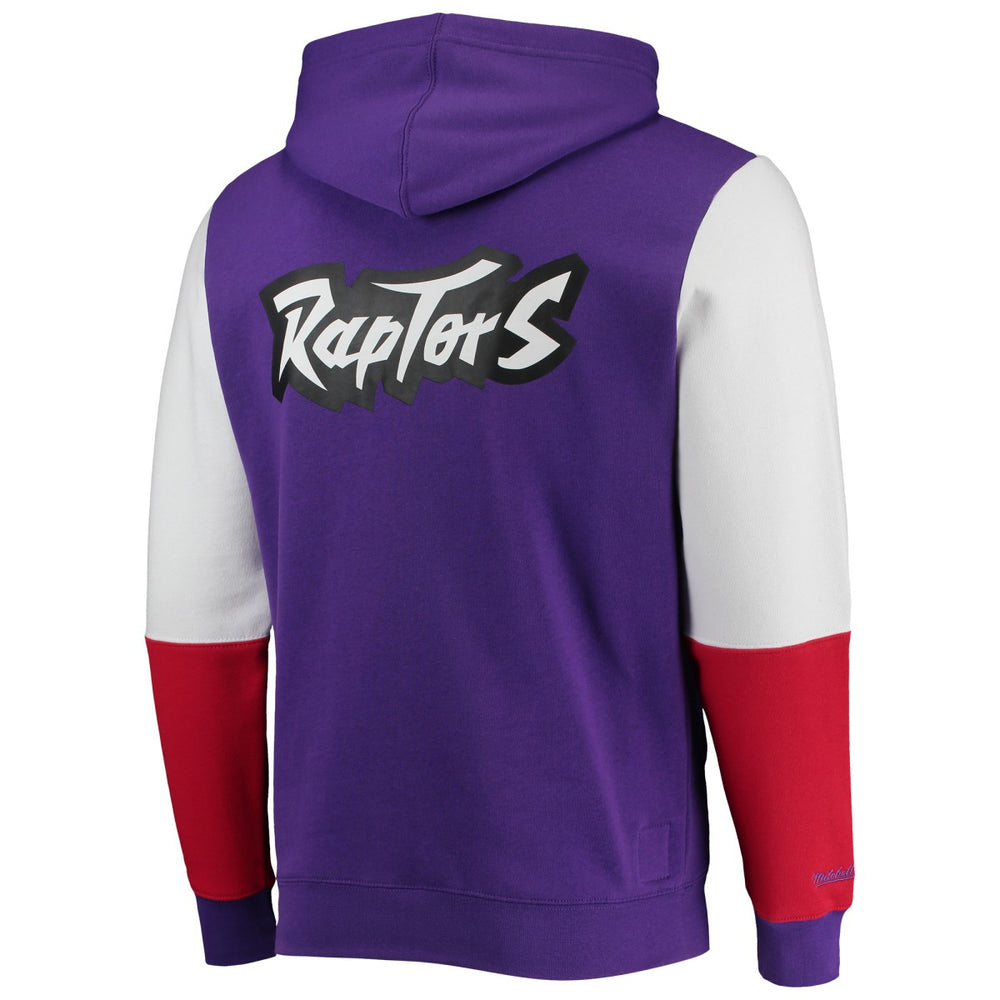 Toronto Raptors Hardwood Classics Fusion 2.0 Colorblock Pullover Hoodie - Purple | Mitchell & Ness for sale