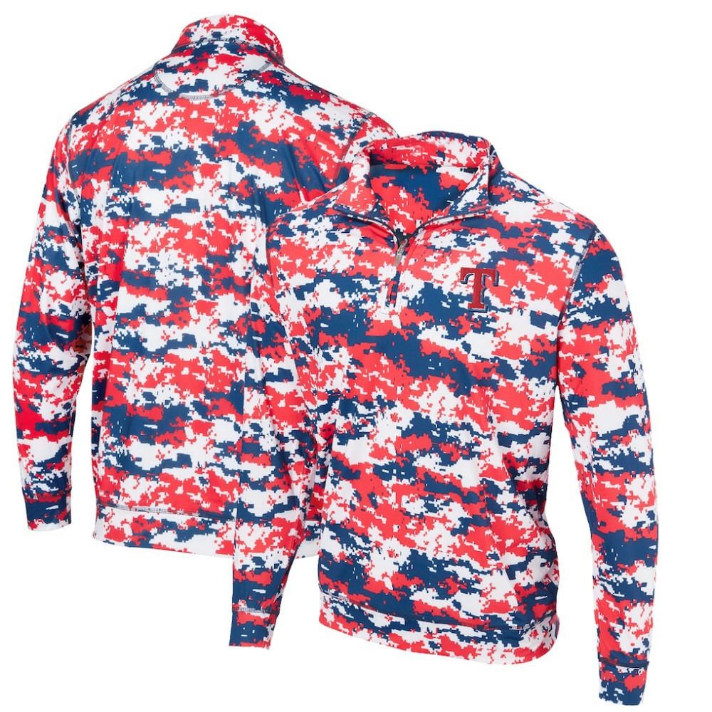Texas Rangers Digital Camo Performance Quarter-Zip Pullover Jacket - Red