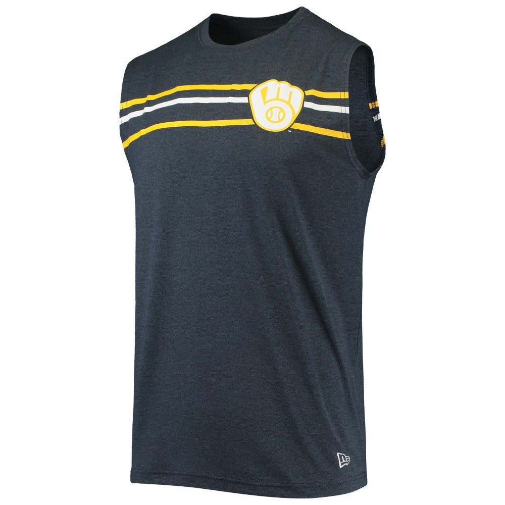 Milwaukee Brewers Muscle Tank Top - Heathered Navy | New Era