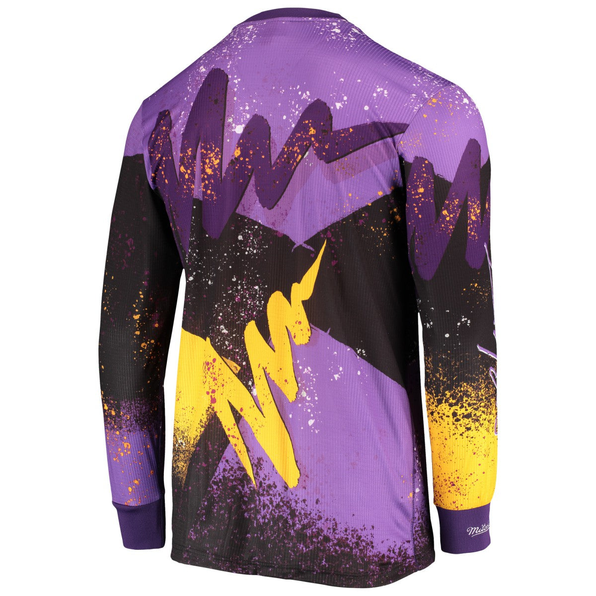 Los Angeles Lakers Hardwood Classics Hyper Hoops Moto Sublimated Long Sleeve T-Shirt - Purple | Mitchell & Ness on sale