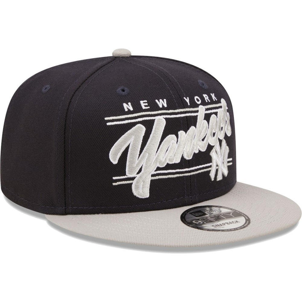New York Yankees Team Script 9FIFTY Adjustable Snapback Hat - Navy/Gray | New Era