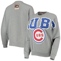 Chicago Cubs Women's Cooperstown Collection Logo Lightweight Pullover Sweatshirt - Heathered Gray | Mitchell & Ness