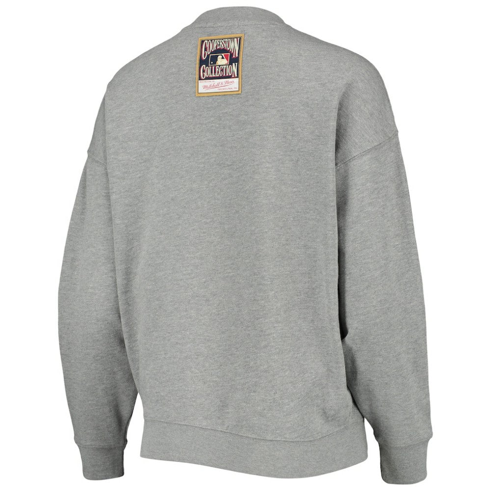 Chicago Cubs Women's Cooperstown Collection Logo Lightweight Pullover Sweatshirt - Heathered Gray | Mitchell & Ness