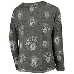 Brooklyn Nets Girls Youth Back in Action Long Sleeve T-Shirt - Heathered Black on sale