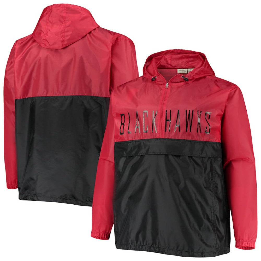 Chicago Blackhawks Big & Tall Anorak Half-Zip Pullover Hoodie Red