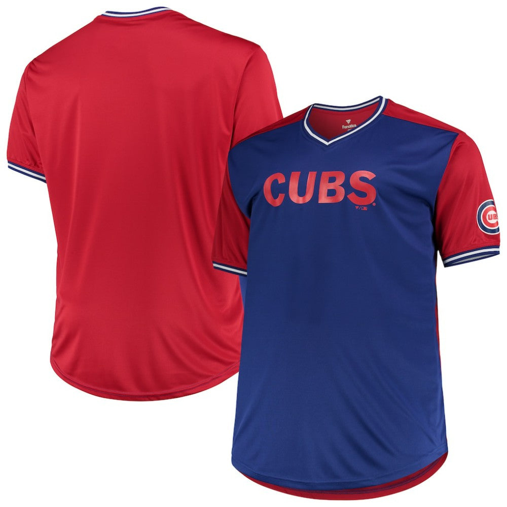 Chicago Cubs Solid V-Neck T-Shirt - Royal/Red