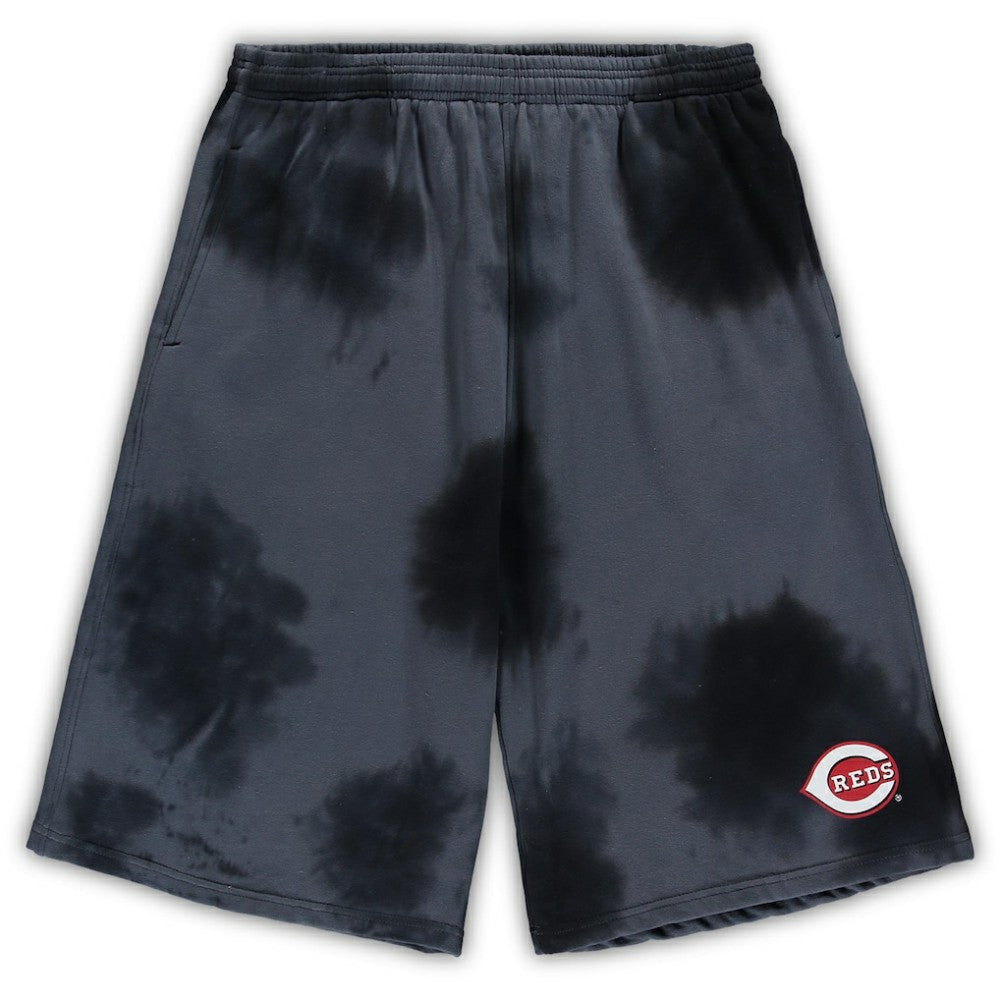 Cincinnati Reds Big & Tall Tye Dye Fleece Shorts - Black