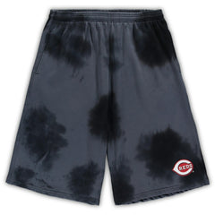 Cincinnati Reds Big & Tall Tye Dye Fleece Shorts - Black