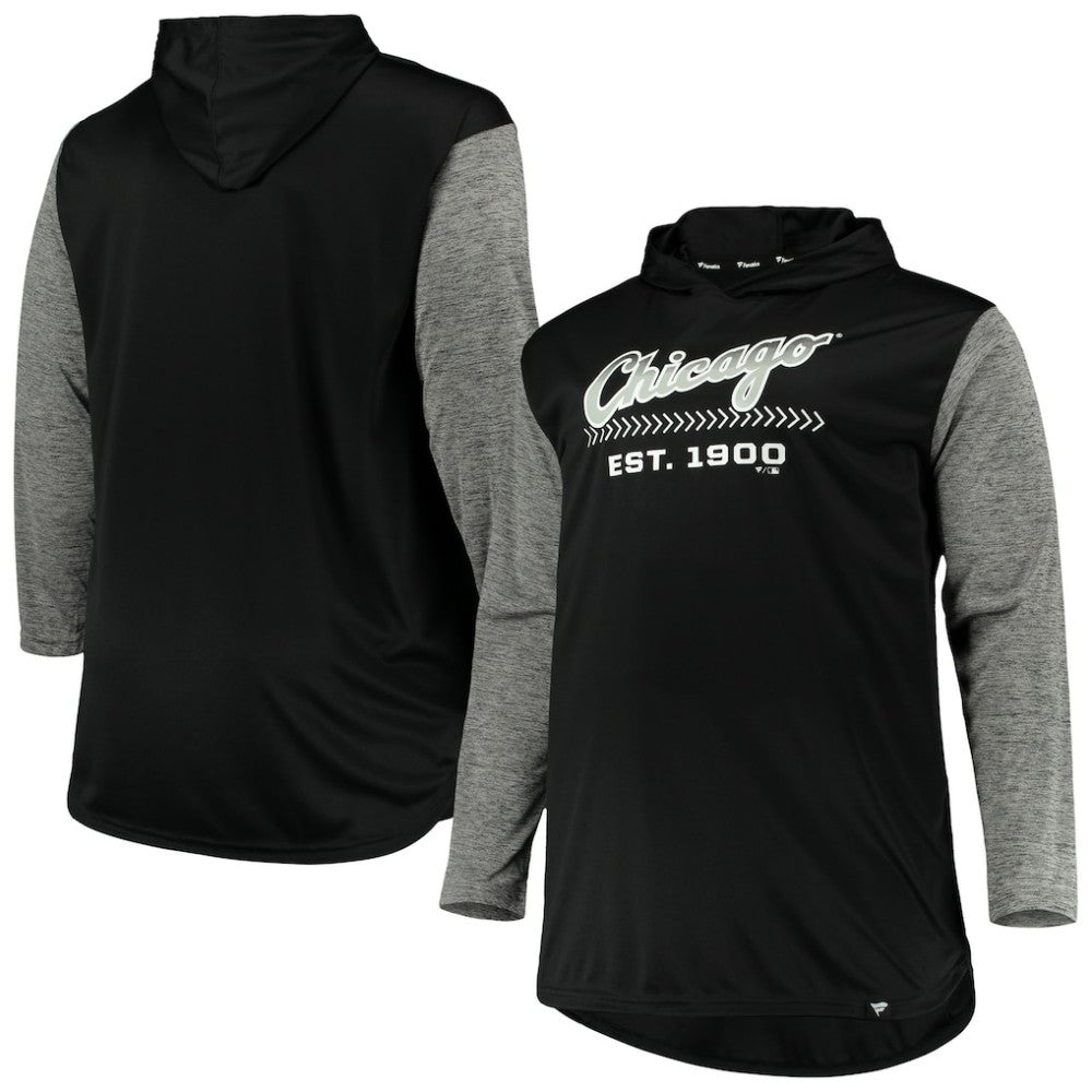 Chicago White Sox Big & Tall Wordmark Club Pullover Hoodie - Black/Heathered Gray