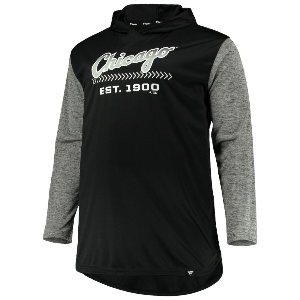 Chicago White Sox Big & Tall Wordmark Club Pullover Hoodie - Black/Heathered Gray