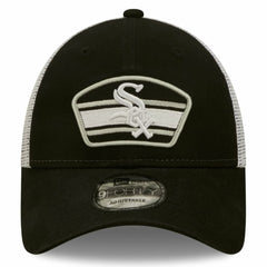 Chicago White Sox Logo Patch 9FORTY Trucker Snapback Hat - Black/White | New Era