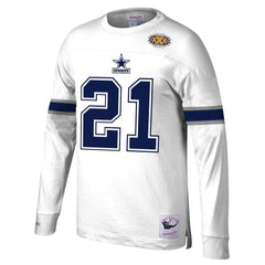 Deion Sanders Dallas Cowboys Retired Player Name & Number Long Sleeve Top - White sale