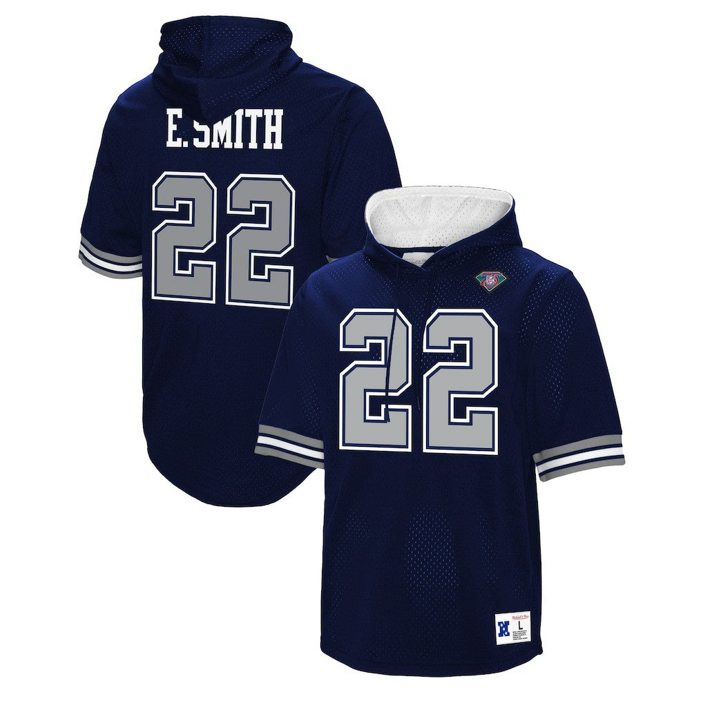 Emmitt Smith Dallas Cowboys Retired Player Mesh Name & Number Hoodie T-Shirt - Navy for sale