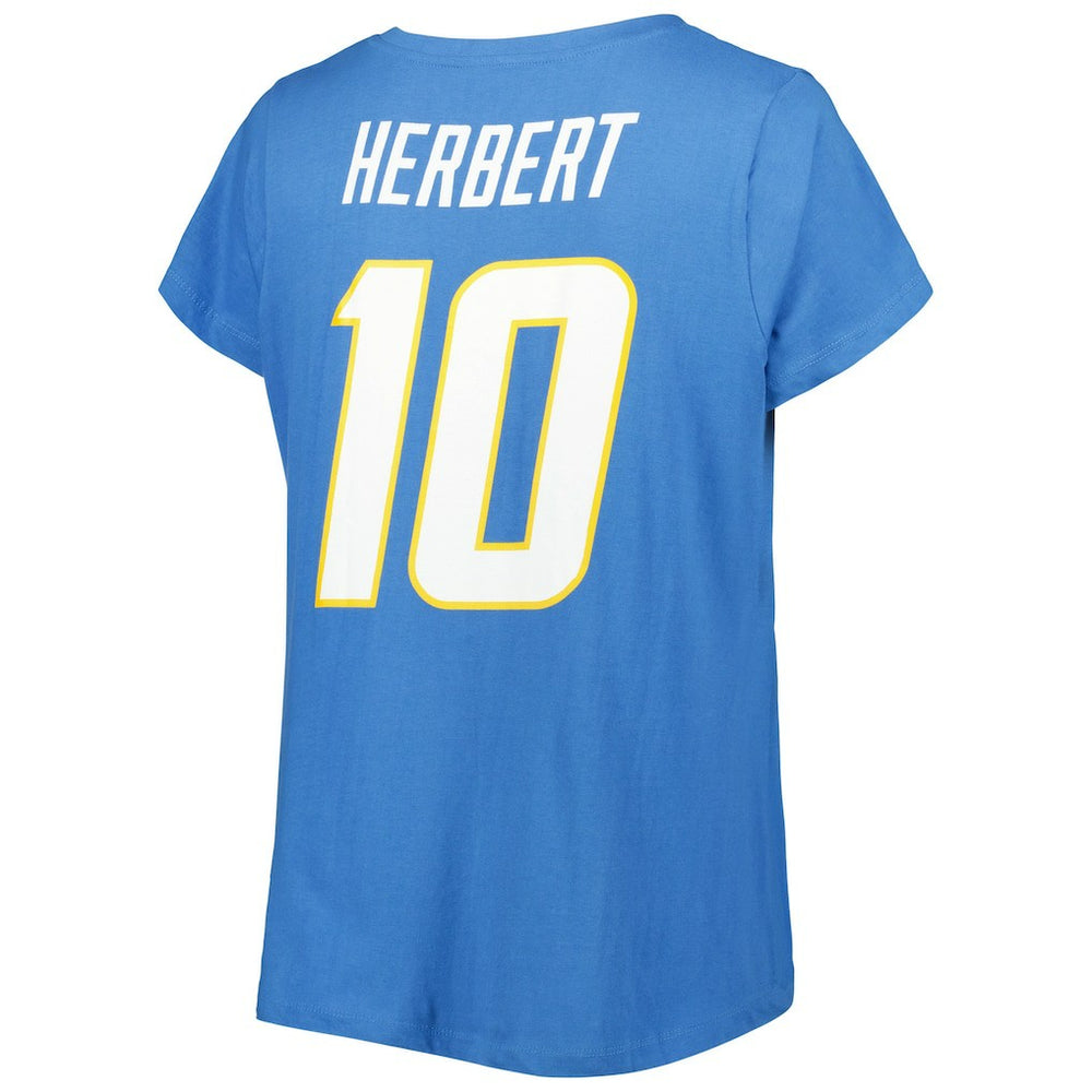Justin Herbert Los Angeles Chargers Women's Plus Size Name & Number V-Neck T-Shirt - Powder Blue outlet