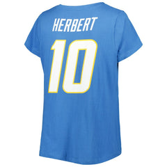 Justin Herbert Los Angeles Chargers Women's Plus Size Name & Number V-Neck T-Shirt - Powder Blue outlet