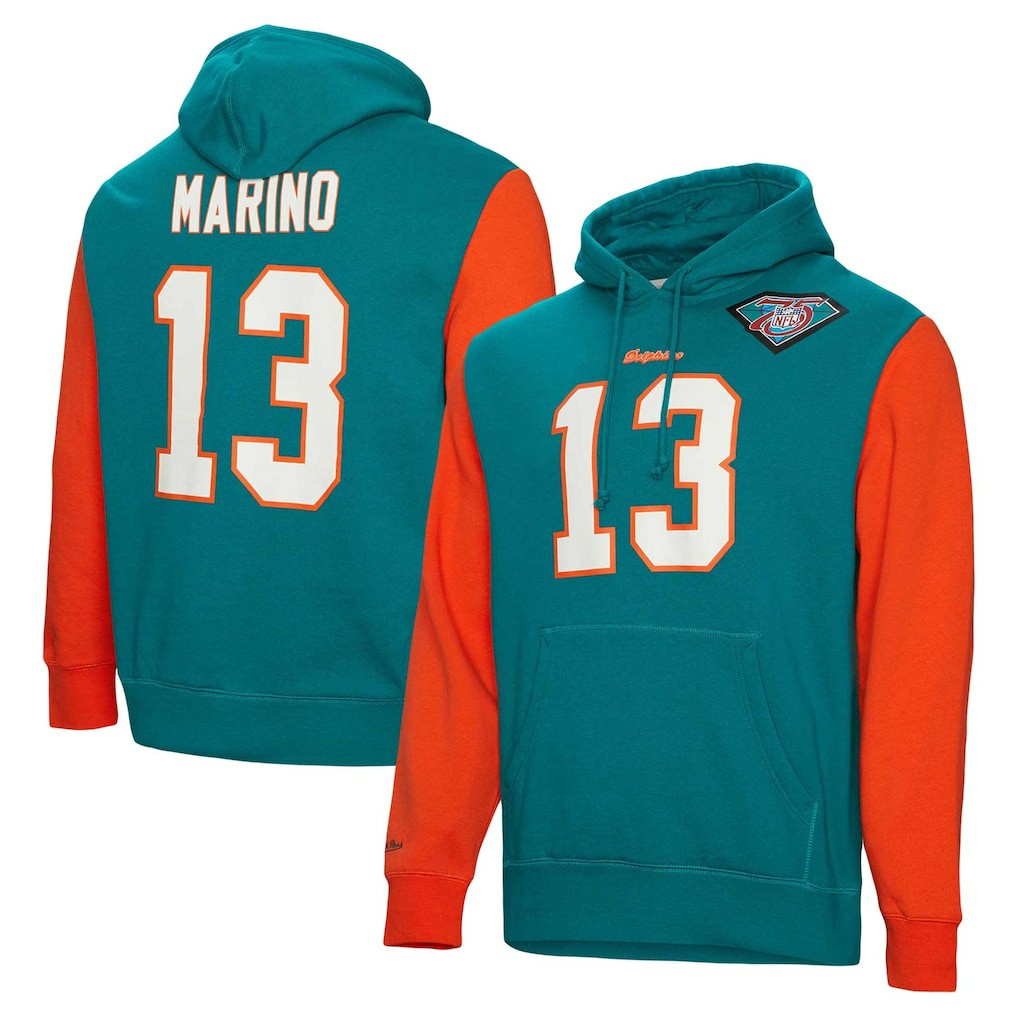 Dan Marino Miami Dolphins Retired Player Name & Number Pullover Hoodie - Aqua cheap