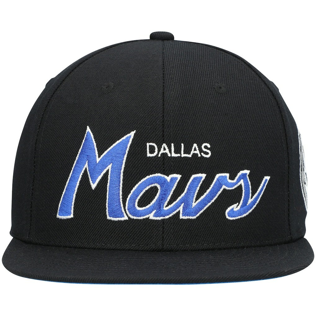 Dallas Mavericks Hardwood Classics Script 2.0 Snapback Hat sale - Black | Mitchell & Ness for sale