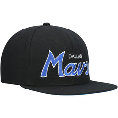 Dallas Mavericks Hardwood Classics Script 2.0 Snapback Hat sale - Black | Mitchell & Ness for sale