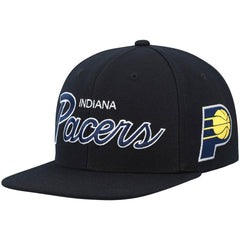 Indiana Pacers Hardwood Classics Script 2.0 Snapback Hat - Black | Mitchell & Ness cheap