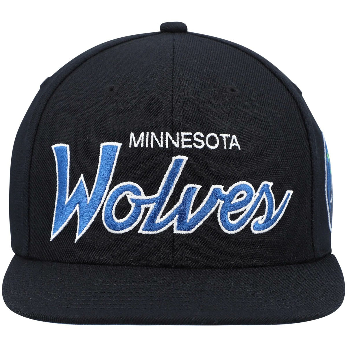 Minnesota Timberwolves Hardwood Classics Script 2.0 Snapback Hat - Black | Mitchell & Ness for sale