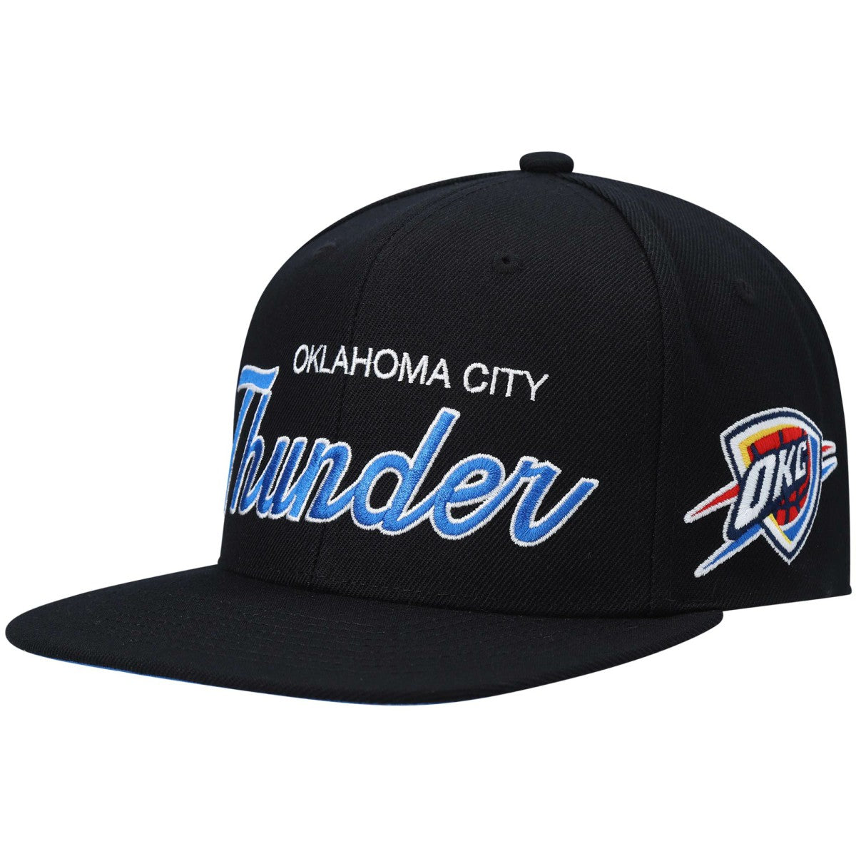 Oklahoma City Thunder Hardwood Classics Script 2.0 Snapback Hat - Black | Mitchell & Ness online