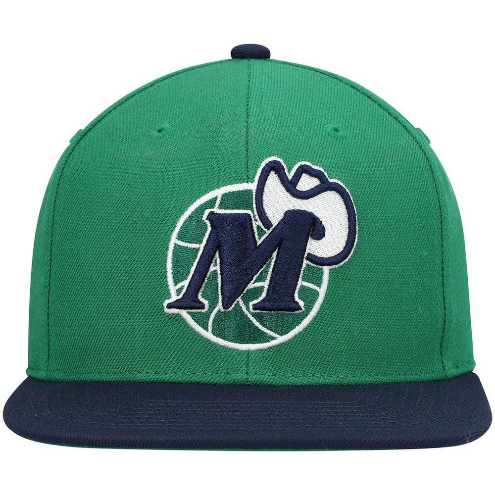 Dallas Mavericks Hardwood Classics Team Two-Tone 2.0 Snapback Hat sale - Green/Navy | Mitchell & Ness outlet