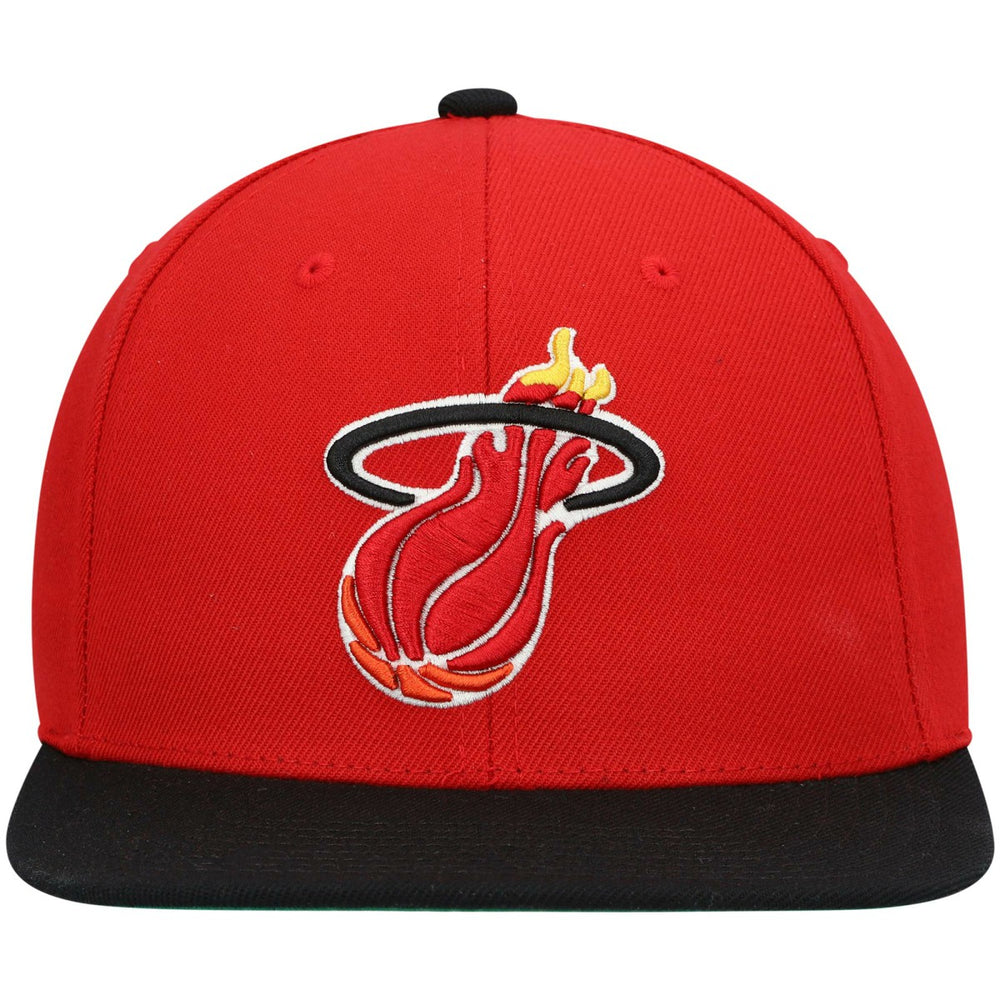 Miami Heat Hardwood Classics Team Two-Tone 2.0 Snapback Hat - Red/Black | Mitchell & Ness cheap