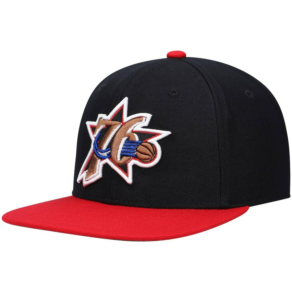 Philadelphia 76ers Hardwood Classics Team Two-Tone 2.0 Snapback Hat - Black/Red | Mitchell & Ness sale