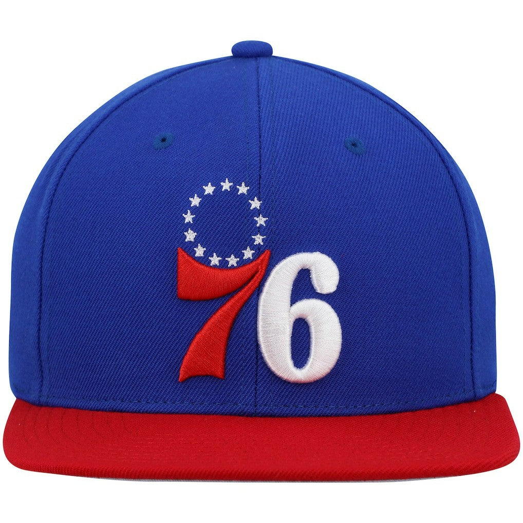 Philadelphia 76ers Team Two-Tone 2.0 Snapback Hat - Royal/Red | Mitchell & Ness sale