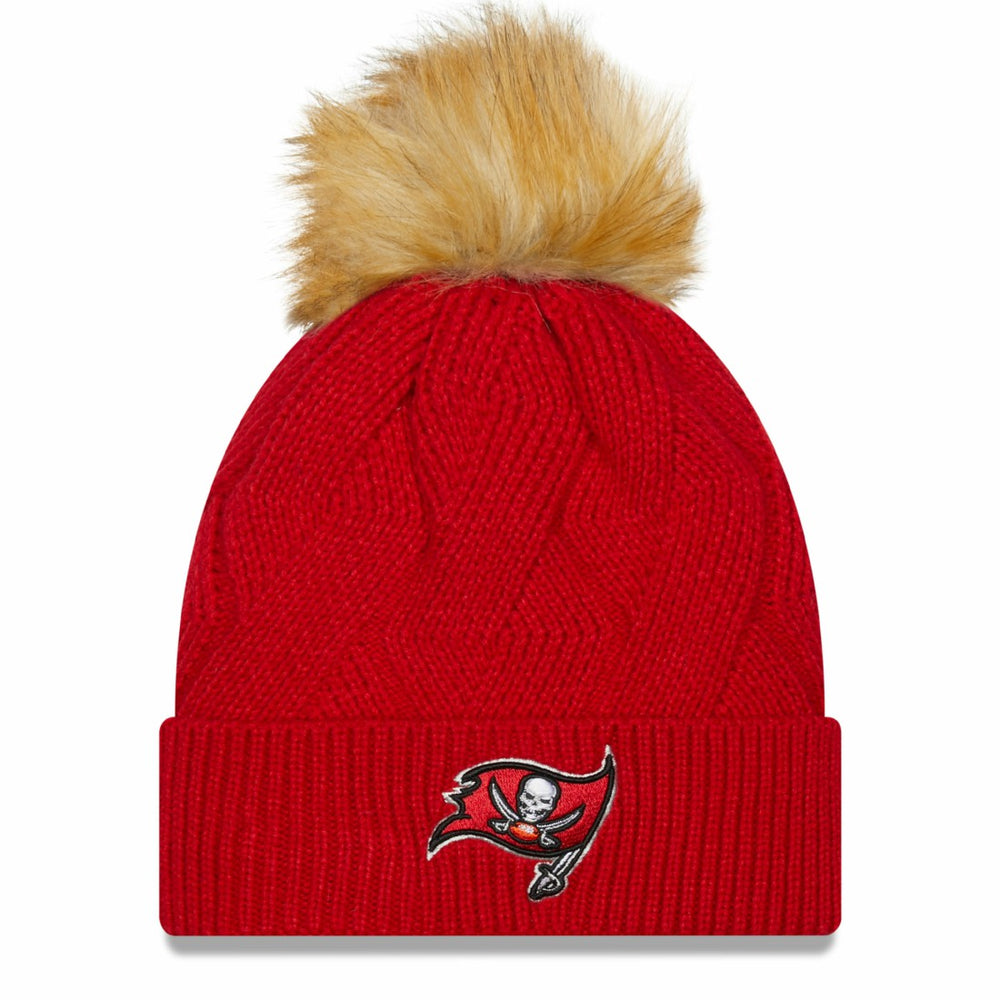 Tampa Bay Buccaneers New Era Women's Snowy Cuffed Knit Hat with Pom - Red online