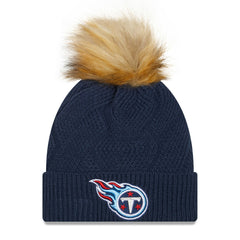 Tennessee Titans New Era Women's Snowy Cuffed Knit Hat with Pom - Navy discount