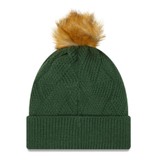 Green Bay Packers New Era Women's Snowy Cuffed Knit Hat with Pom - Green for sale