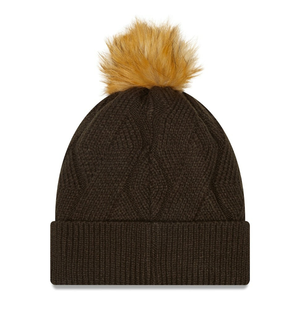 Cleveland Browns New Era Women's Snowy Cuffed Knit Hat with Pom - Brown discount