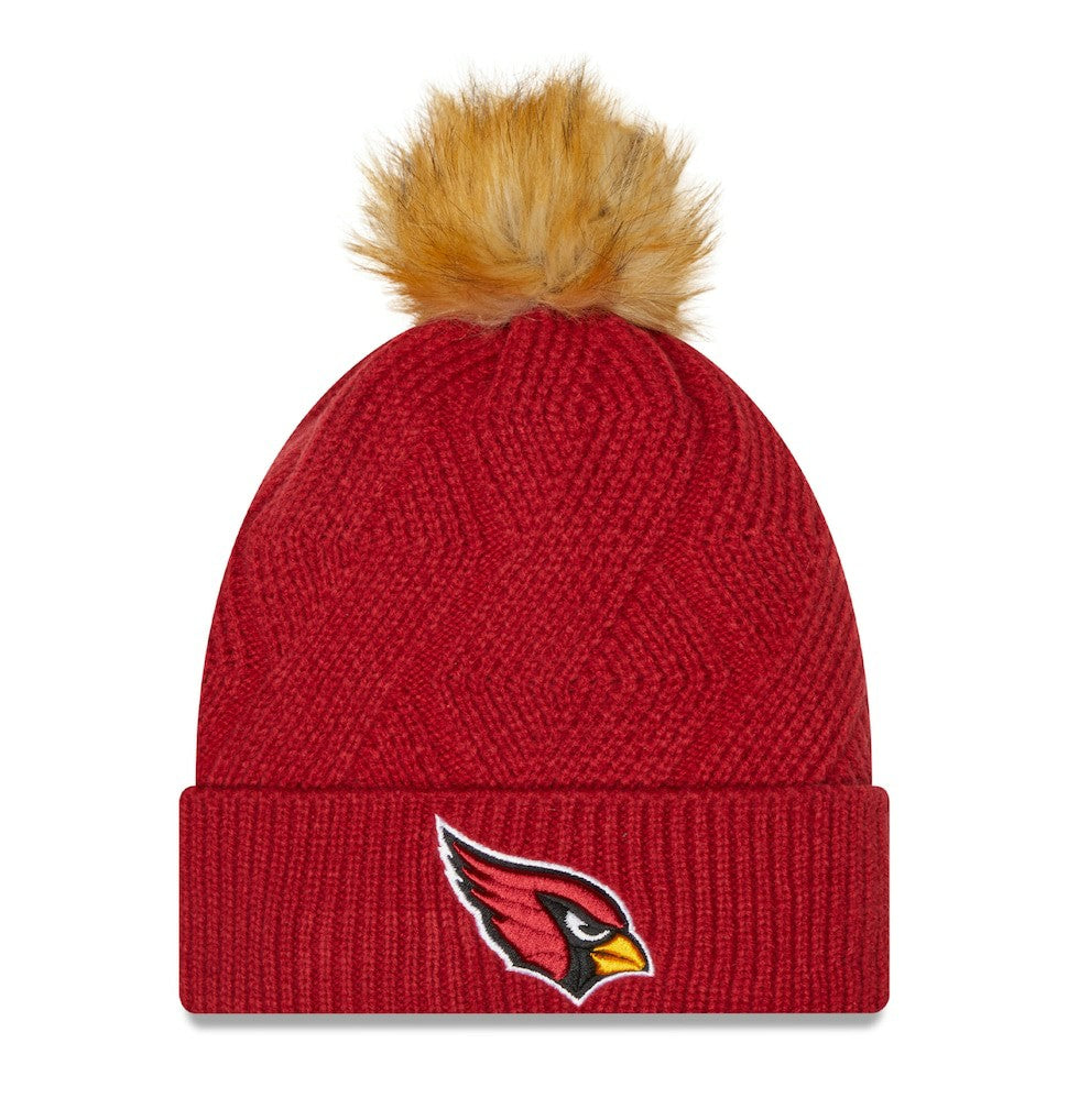 Arizona Cardinals New Era Women's Snowy Cuffed Knit Hat with Pom - Cardinal discount
