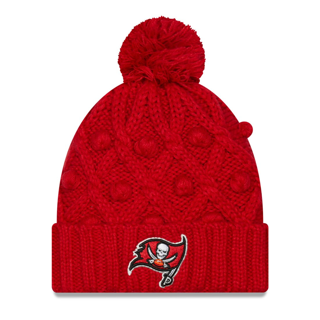 Tampa Bay Buccaneers New Era Women's Toasty Cuffed Knit Hat with Pom - Red for sale